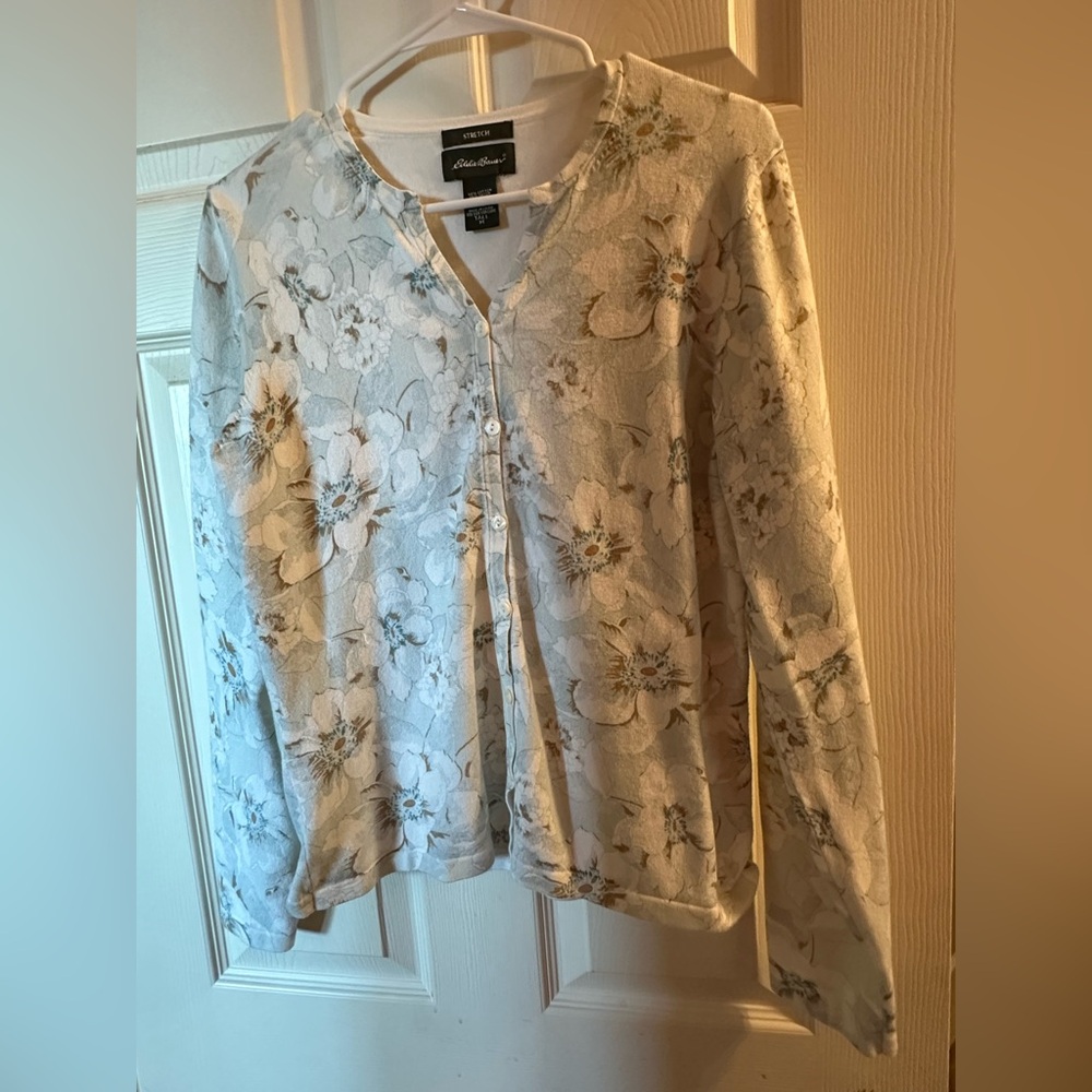 Eddie Bauer Gray/Blue Button-Up Cardigan